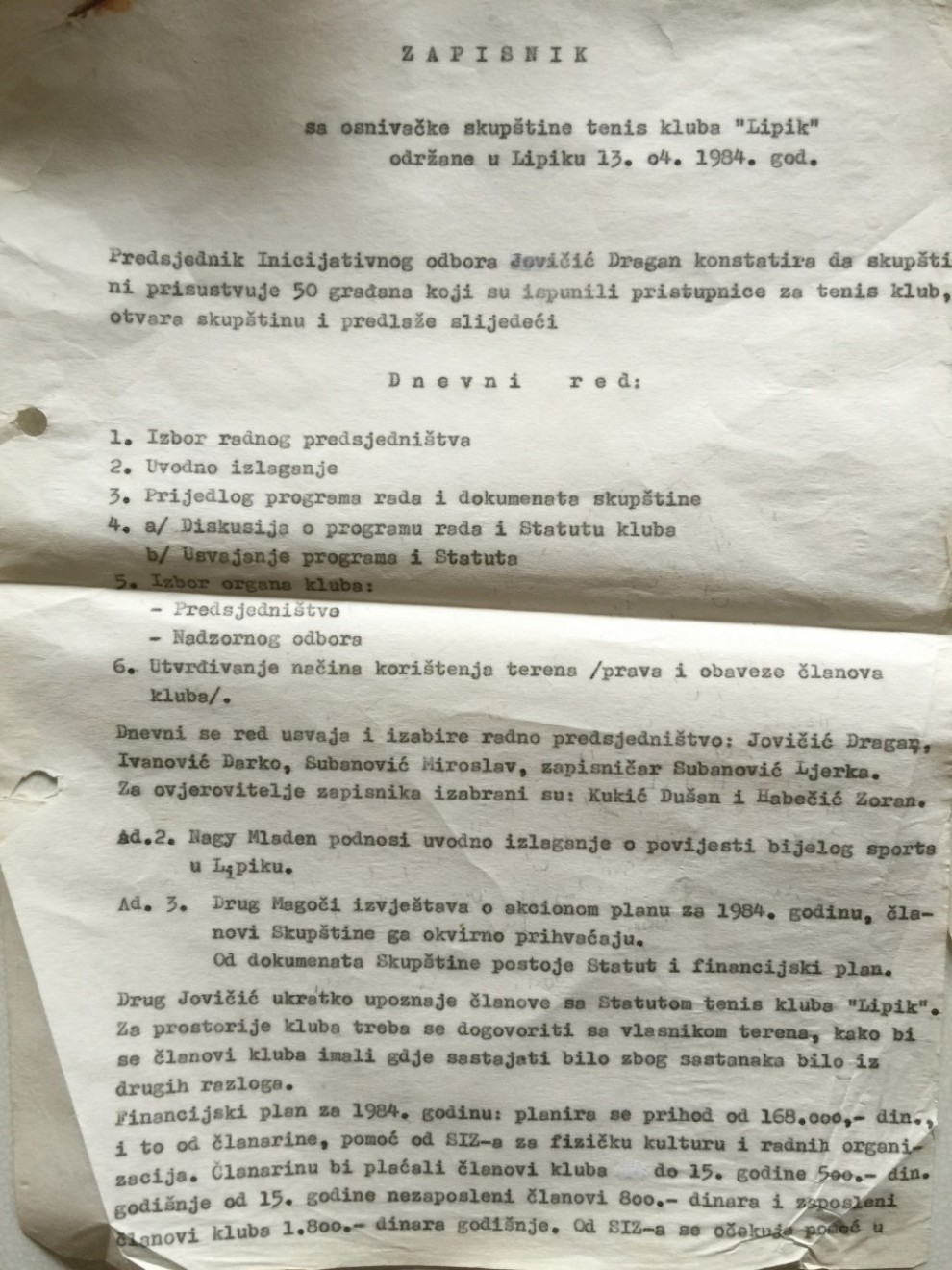Zapisnik s Osnivačke skupštine